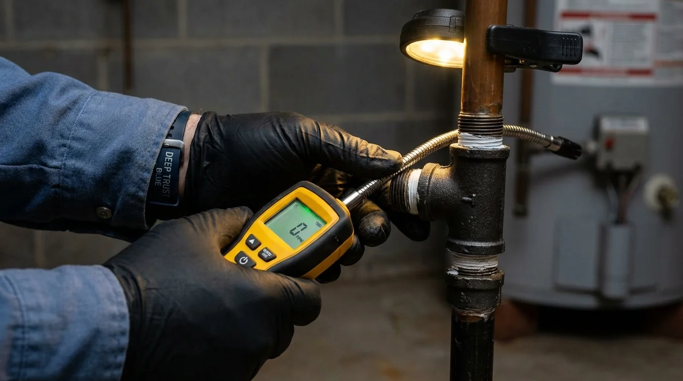 Gas leak detection with electronic sniffer by Johns Plumbing LLC in Miles City