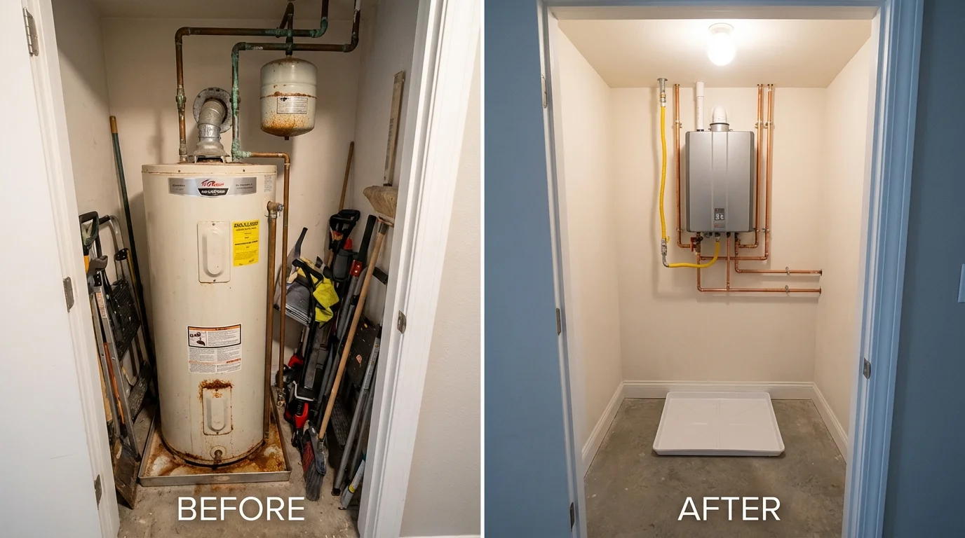 Tank water heater versus wall-mounted tankless unit comparison for Miles City, MT homeowners